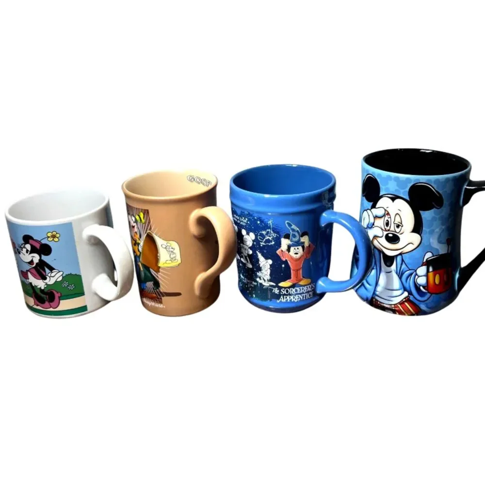 Lot of 4 Disney World / Land Collectible Ceramic Coffee/Tea Mugs - Varying Sizes